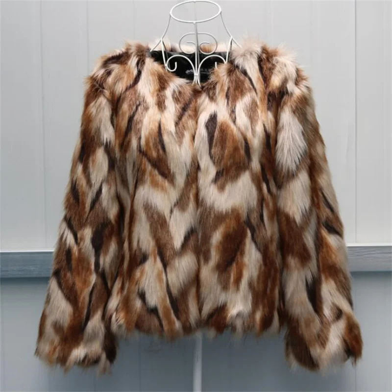 Fox fur imitation fur coat womens short clothes korean style slim raccoon fur large  brown зимнее пальто куртки зимние женск