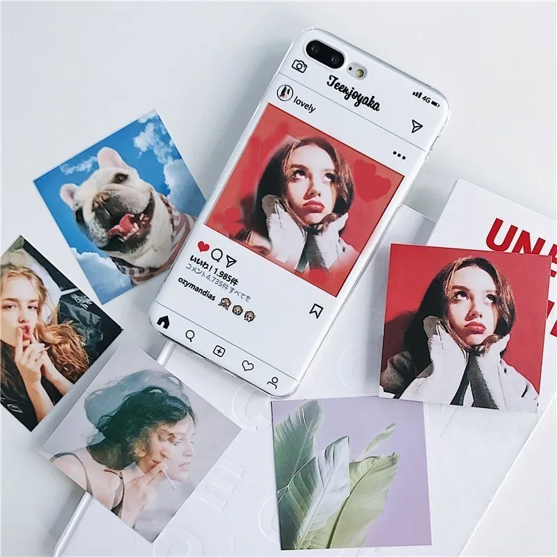Ins чехол для телефона iphone XS XR 7 8 Plus мягкий из ТПУ стиль Instagram сменные карты