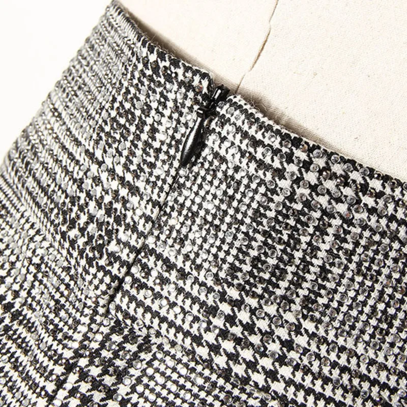 

[DEAT] plaid high waist knee length pencil Skirt for women y2k sexy Temperament sparkling new fashion tide 2021 spring GX126