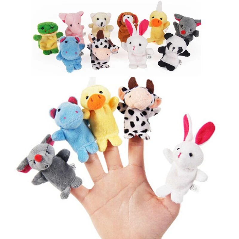 

10pcs biological animal finger puppet plush toy children baby doll story telling props cute cartoon animal doll children toy