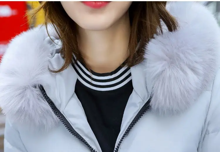 Women Winter Hooded Mid-long Jacket New Fashion Fur collar Thickening Warm Cotton Coat Casual Slim Female Parkas NZYD261A