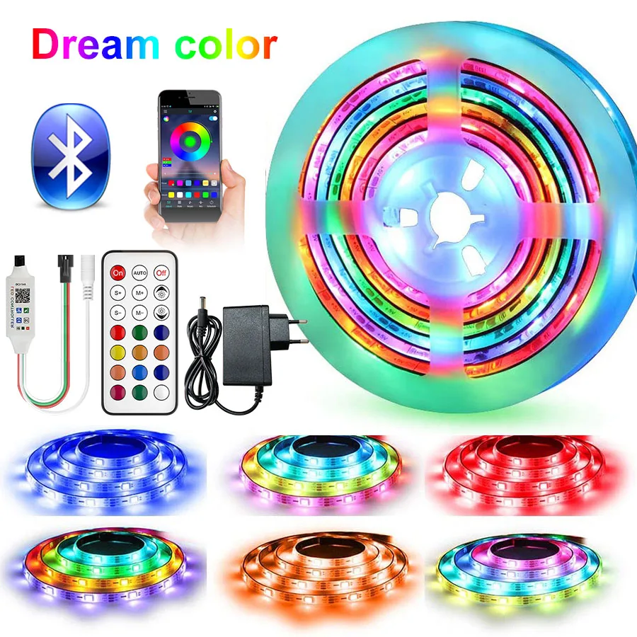 WS2811 светодиодных полос света Мечта Цвет Bluetooth 5 10 м 15 20 RGB 120 Режимы освещения