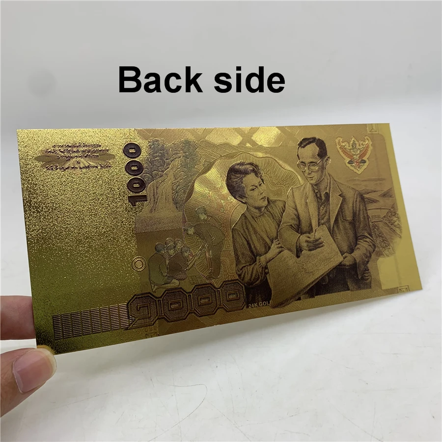 

Thailand 1000 Thai Baht Bill Gold prop money Thailand 24k Gold Plastic banknotes with color fake money for collection and Gifts