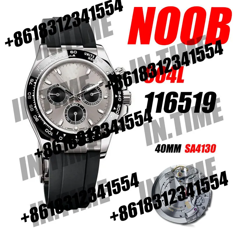 Мужские Роскошные часы Daytona хронограф 116519 Noob 1:1 лучшее издание 904L SS Чехол Серый