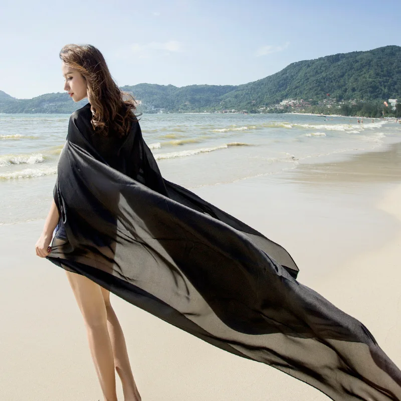 Женское пляжное полотенце шифоновое для защиты от солнца из чистого шелка| |