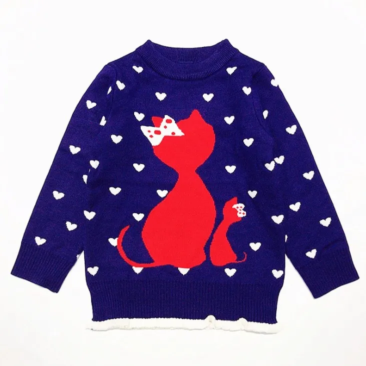 Детский свитер новинка 2019 осенне-зимний модный с рисунком кота для маленьких