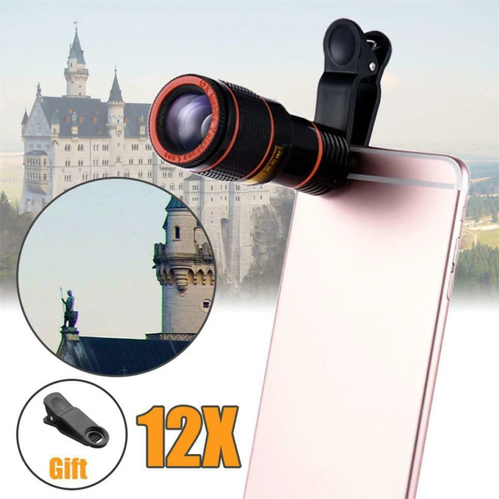 Универсальный объектив для камеры телефона 8X 12X Zoom телескопа внешний телескоп