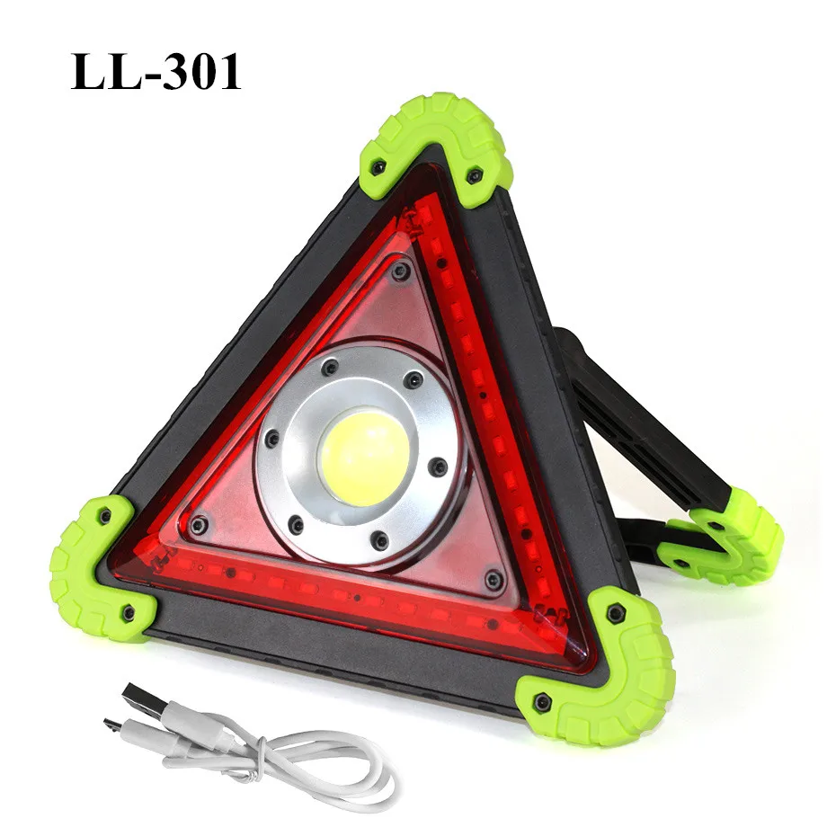 COB LED Emergency Stop Parking Warning Light Triangle Portable Standable Spotlight 1000 Lumens 4 mode choice USB Rechargeable - Испускаемый цвет: 301 without battery