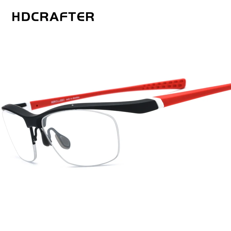 Red HDCRAFTER NewTR90 очки рамки для мужчин Спорт на открытом воздухе сверхлегкие очки половина рамки близорукость Оптический Рецепт; очки - Цвет оправы: Red