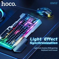hoco gaming mechanical keyboard 108 keys with rgb led backlit ergonomic gaming keyboard and mouse set 1 5m usb wire pc keybord