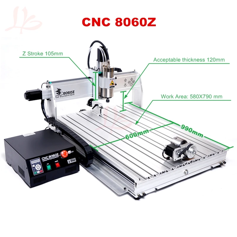 YOOCNC 8060Z фрезерный станок с ЧПУ гравер гравировальный 3 оси 4 2200 Вт для ПВХ ABS PCB