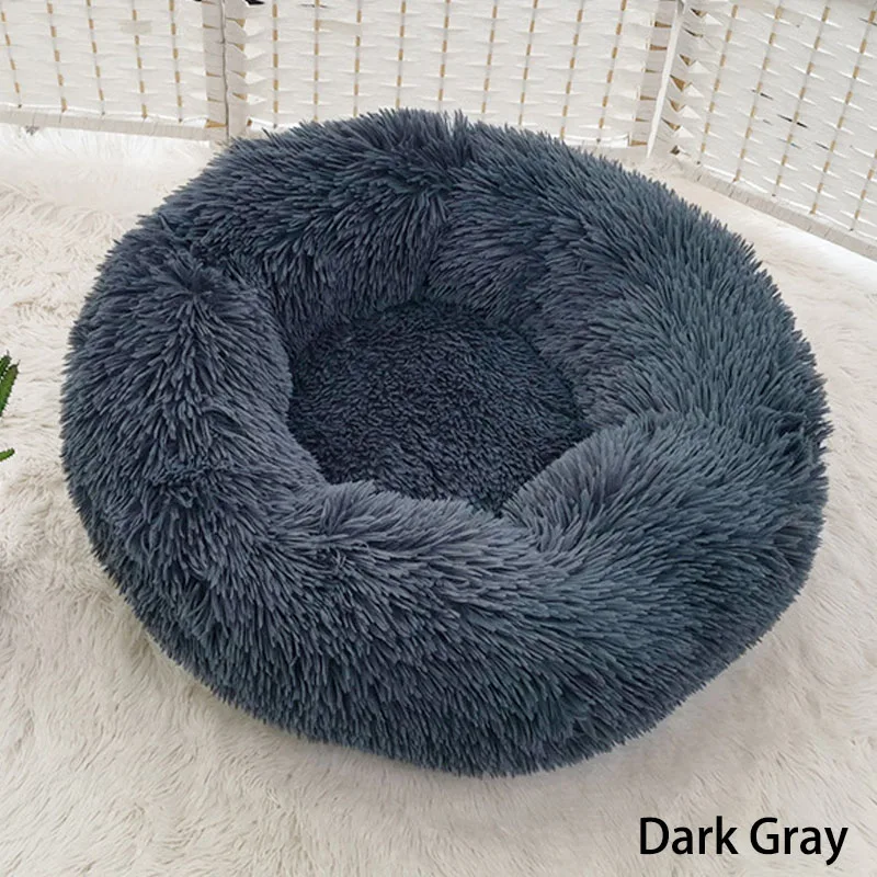 Dark Gray Cong Fee круглая кровать для собаки ультра мягкая моющаяся длинная плюшевая собачья Конура домик для кошки зимний теплый спальный домик для собаки - Цвет: Dark Gray