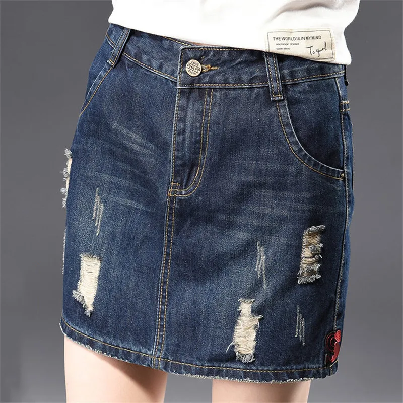 Новые женские юбки из джинсовой ткани размера плюс короткие Женская мини юбка с