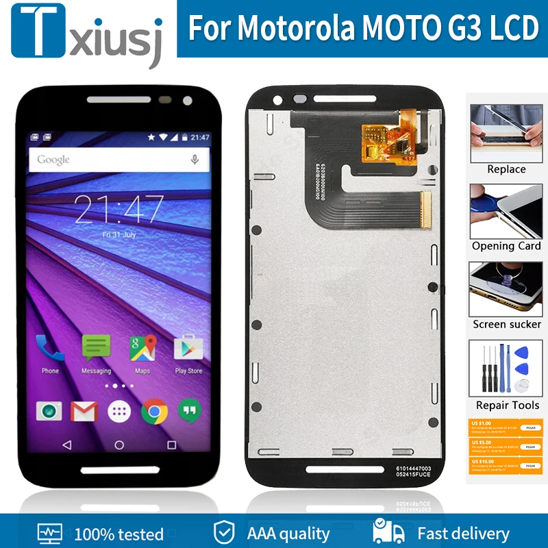 

ЖК-экран 5,0 дюйма для Motorola MOTO G3, XT1540 XT1541 XT1543, ЖК-дисплей 100%, тестовый сенсорный экран, дигитайзер в сборе, Бесплатные инструменты