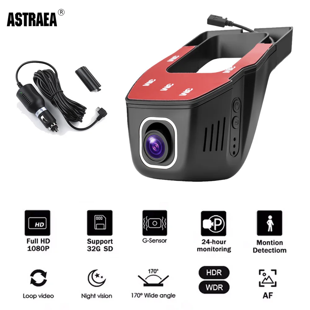 

Astraea WIFI DVR Dash Camera Cam Dual Lens Front Rear Side Waterproof Vehicle backup Camera Camcorder FHD 1080P Video Recorder
