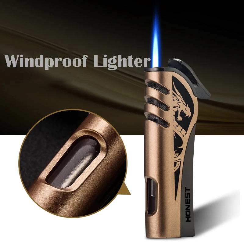 HONEST blue JET FLAME газовая зажигалка креативная личность WINDPRROF Новая металлическая для