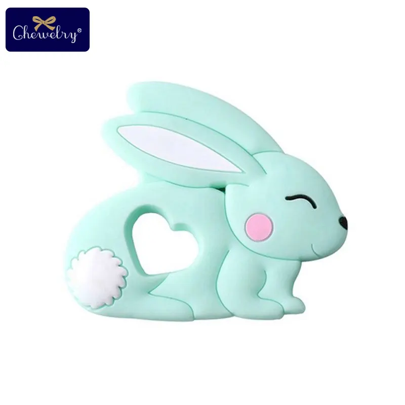 Mint rabbit 1 шт Силиконовые Прорезыватели грызунов животных силиконовый кулон с лисичкой Детские трофеи детский Прорезыватель без БФА, силиконовый шарики Дети Товары игрушки - Цвет: Mint rabbit