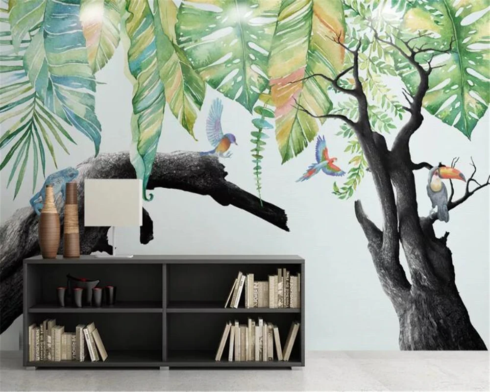 

beibehang Custom 3D Mural Home Decor Wallpaper Fashion Tropical Rainforest Plant Dead Tree Wall Living Room Mural