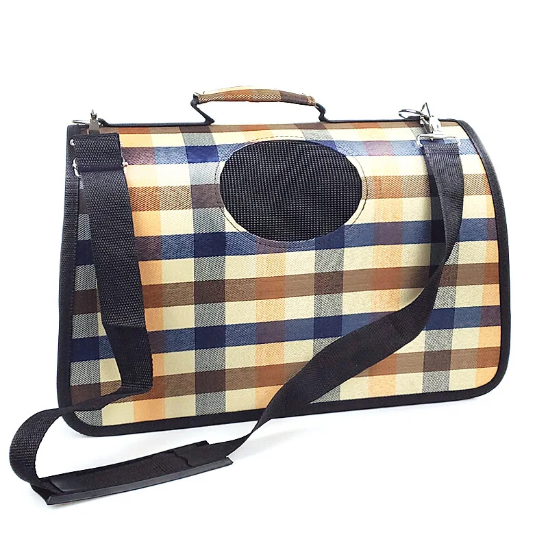 

Сумка для кошек, кошек, собак, рюкзак для собак и кошек, переносная сумка на плечо, большая сумка с желтым и синим узором в клетку