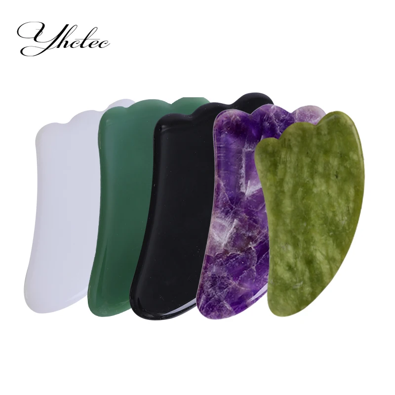 

5pcs/ Gouache Scraper Rose Quartz Jade Guasha Stone Board Jade Massagers For Face Gua Sha Scraper Body Acupuncture Face Lifting