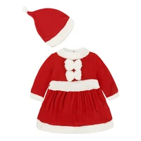 2020 christmas baby girls dress hat xmas gift sets girls fleece clothes lace bebe clothing santa costumes outfits jumpsuit