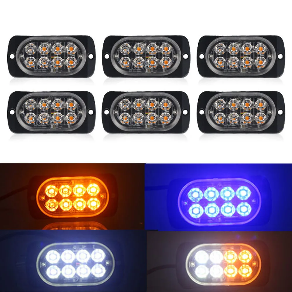 

For Car SUV Truck LED Lights Lamps Amber 8 LEDs 12V-24V Hazard Warning Flash Strobe Light Bar Auto Caution Strobe Flashlight New