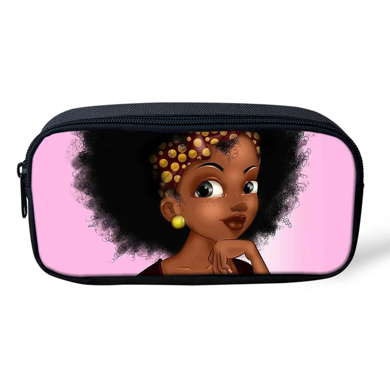 

Черная сумка для косметики с узором в африканском стиле для девочек, женская косметичка, чехол для карандашей для учеников, Детская школьна...