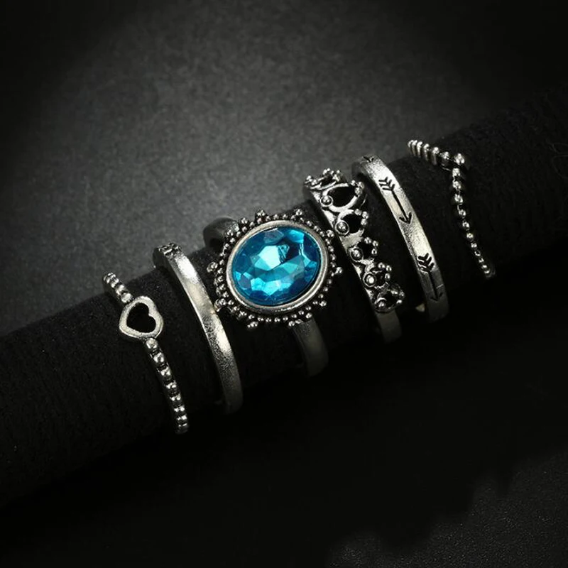 Docona 10 видов винтажных геометрических колец в форме сердца для женщин цветной