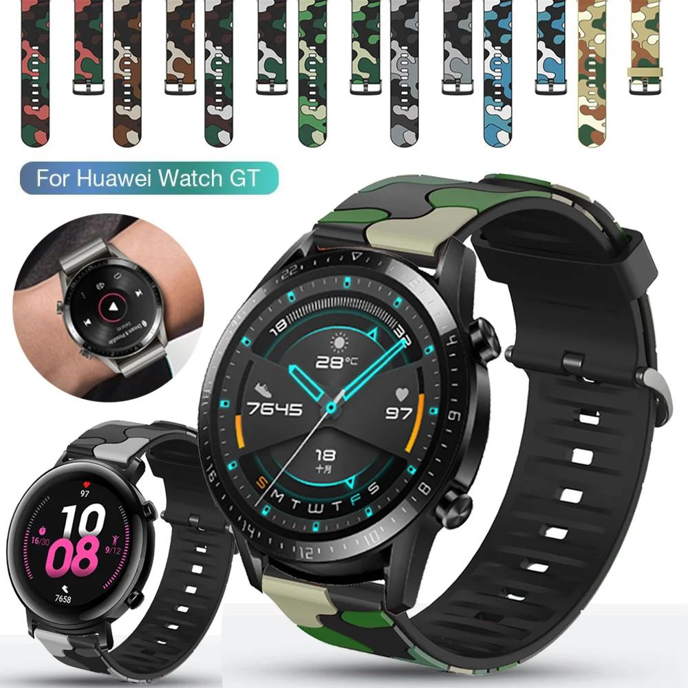 Ремешок спортивный для Huawei Watch GT 2 2e GT2 42 мм 46 умный браслет с камуфляжным узором