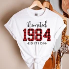 Рубашка женская Винтажная с леопардовым принтом, футболка ограниченной серии 1984, лето 1984, подарок на 37-й день рождения