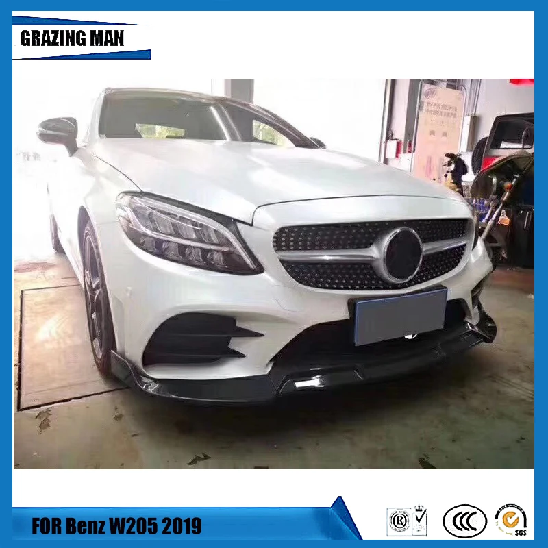 Front Bumper for 100% Carbon Fiber Lip Benz C Class W205 2019 Sport Cover | Автомобили и мотоциклы