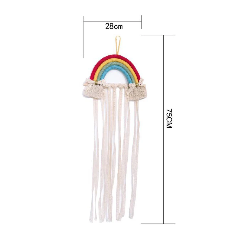 

Room Decoration Hair Clips Hanger Organizer Strip INS Nordic Rainbow Tassel Wall Hanging Ornaments Room Decoration Accessories