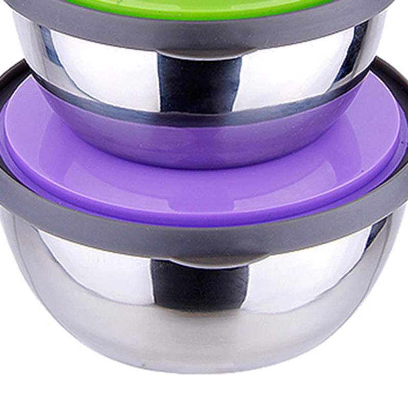 

3Pcs Stainless Steel Seal Bowl with Lid Food Storage Box Container Kitchen Tool Lunch Box