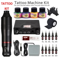 tattoo machine kits tattoo rotary pen machine set permanent makeup with cartridges needles body art tools for beginners artist