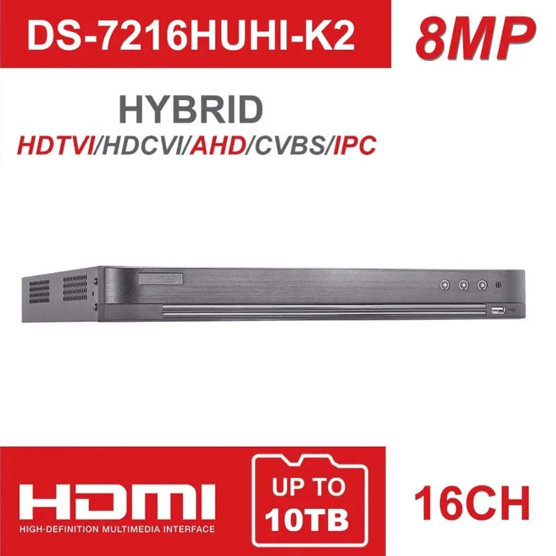 Preise Hikvision 5 MP 16-ch 5 In 1 XVR DS-7216HUHI-K2 Unterstützung CVBS TVI CVI AHD Analog IP Kameras P2P Wolke H.265 HDMI Video Recorder