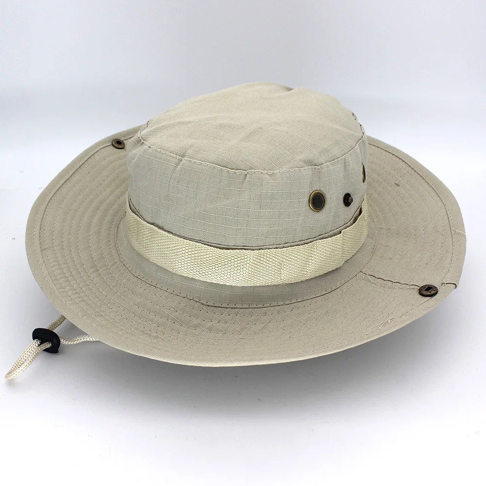 Beige Шляпа Bonnie Bob Jungle, Панама, сафари, животное, для мужчин и женщин, уличная Военная камуфляжная Панама, шляпа для рыбалки, кемпинга, солнца, рыбалки - Цвет: Beige