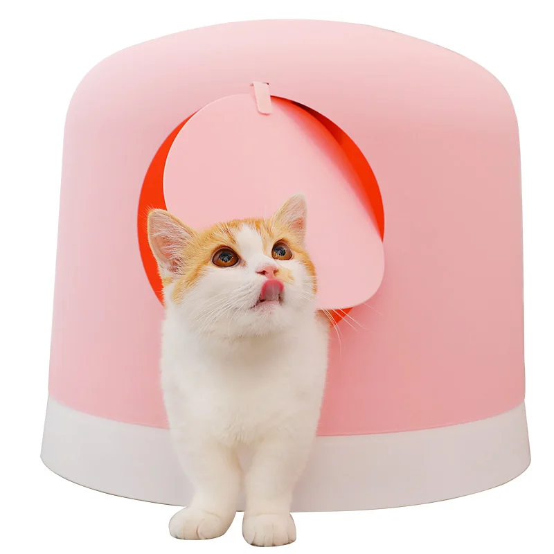Розовый закрытый тренировочный ящик для кошачьего туалета поднос лопата милые