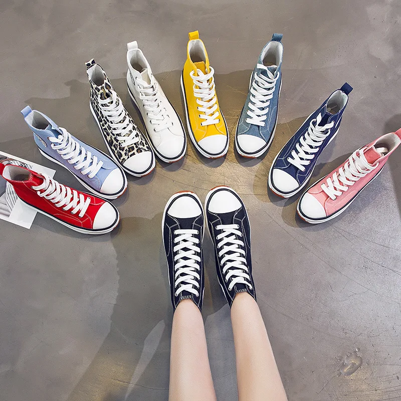 

Canvas Shoes Women Trainers Women High Top Sneaker Lady Autumn Female Footwear Breathable Girl White Black Sneakers