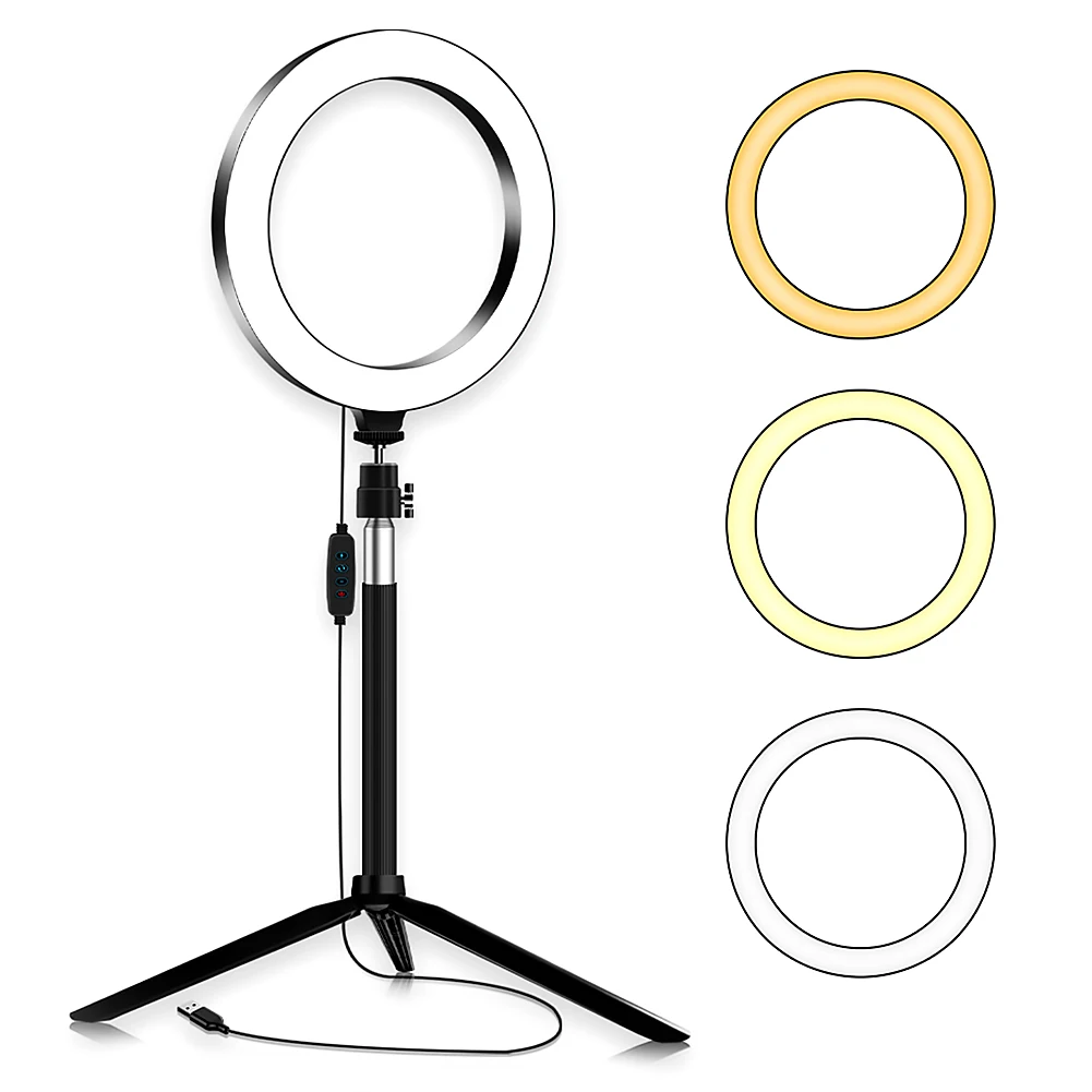 

3 in 1 Ring Light Dimmable Video Photo Studio Light w/Tripod Selfie Stick
