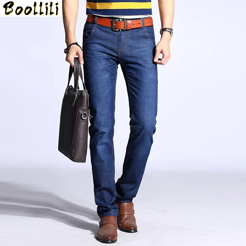 2020 летние тонкие мужские джинсы деловые повседневные брюки на молнии Стрейчевые