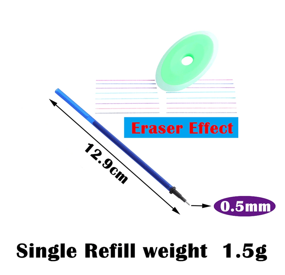 

54Pcs/Set Erasable Gel Pen Refills 0.5mm Washable Handle Magic Erasable Ball Pens for School Pen Writing Tools Kawaii Stationery