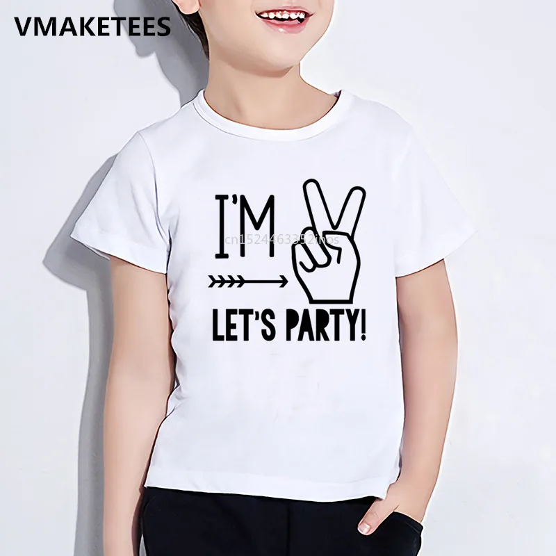 

Kids I'm 1/2/3/4/5 Let's Party Print Funny T-shirt Boys & Girls Summer T shirt Baby Birthday Present Number Clothes
