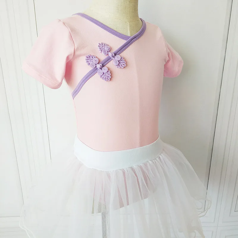 

Girls Ballet Costume Dance Suit Leotard TUTU Ballet Dress Tulle Tutu Skirt Set Dancewear Kids Short Sleeve Cotton Practice Sets