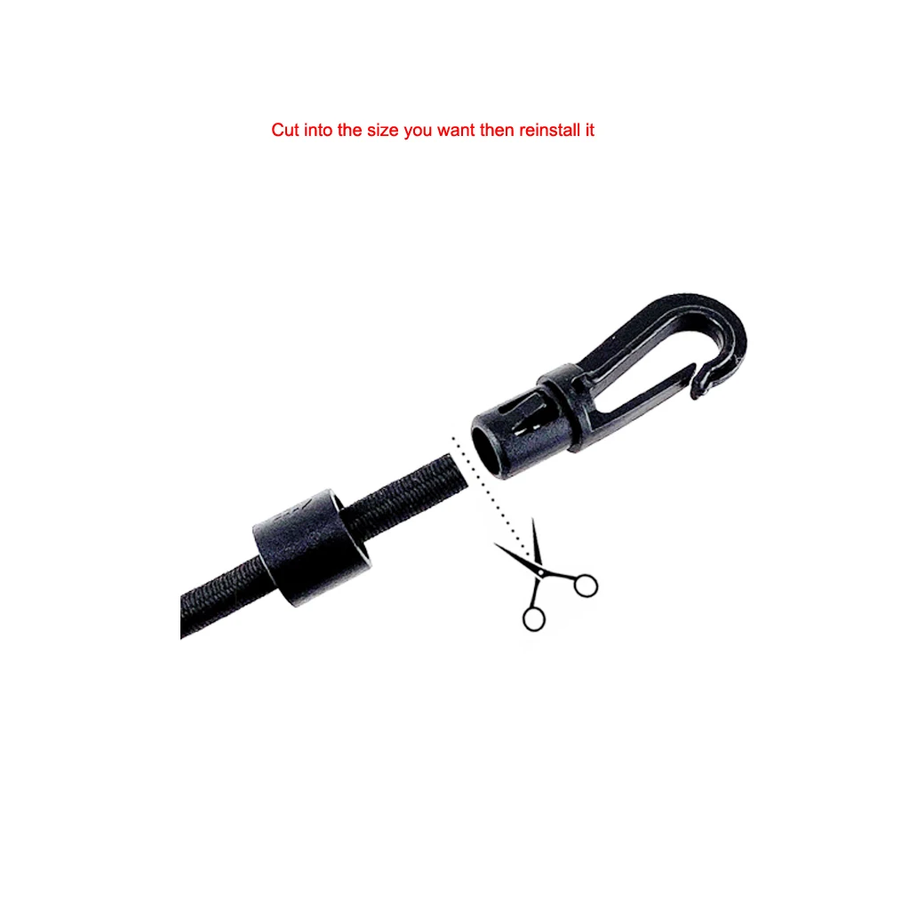 

2X Kayak Plastic Buckle Bungee Shock Tie Cord Hook Quick Connect Rope Terminal hanging Ends Lock Clip Clothesline Elastic Cord