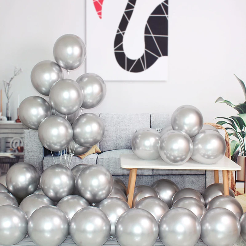 50 шт. 12 дюймов металлические круглые латексные шарики цвета: золотистый