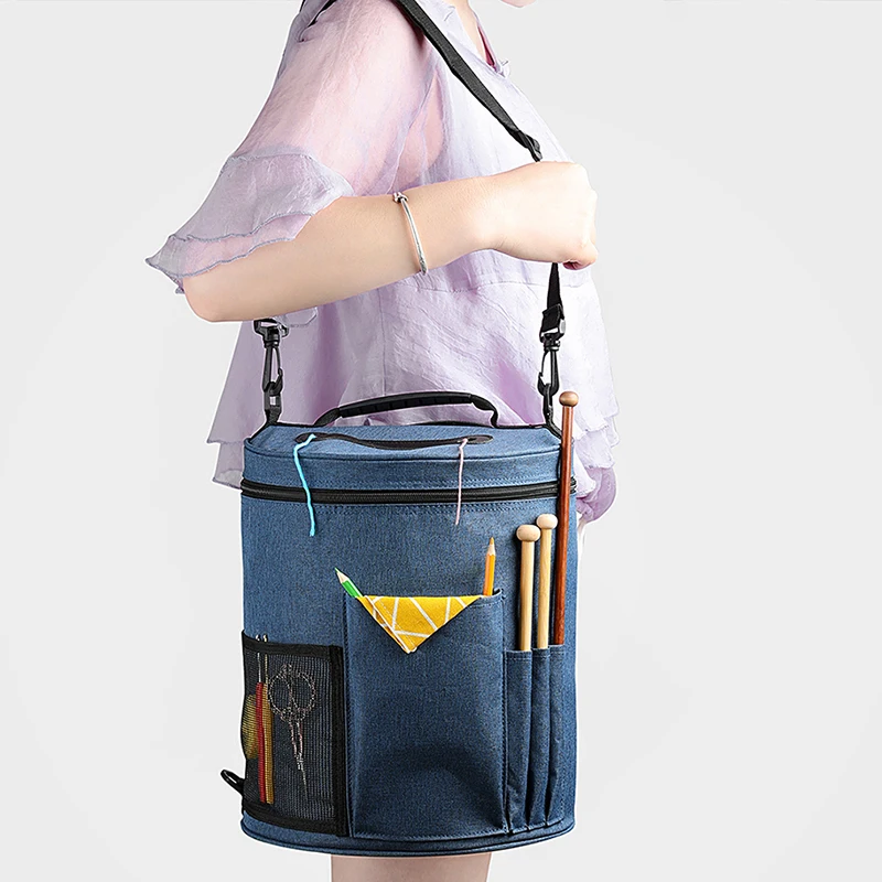 Портативная вязальная сумка органайзер для вязания крючком тоут из пряжи легко носить с собой вязаный и