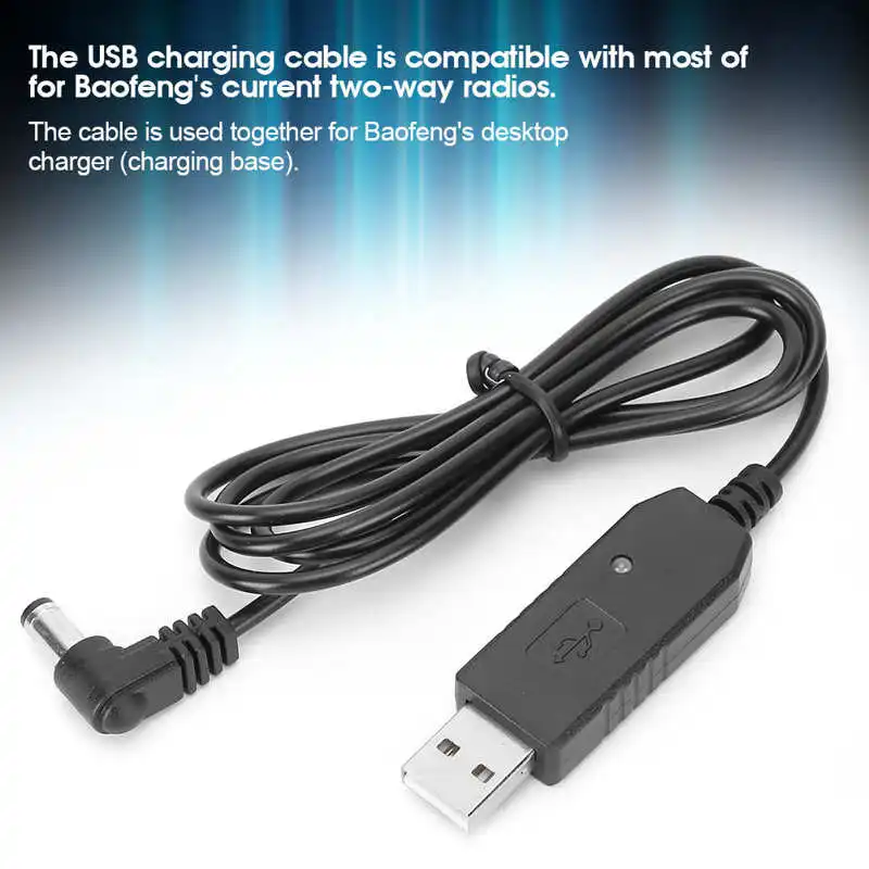 5PCS Portable USB Charging Cable UV9R PLUS Radio Battery Walkie Talkie Two-Way Radio