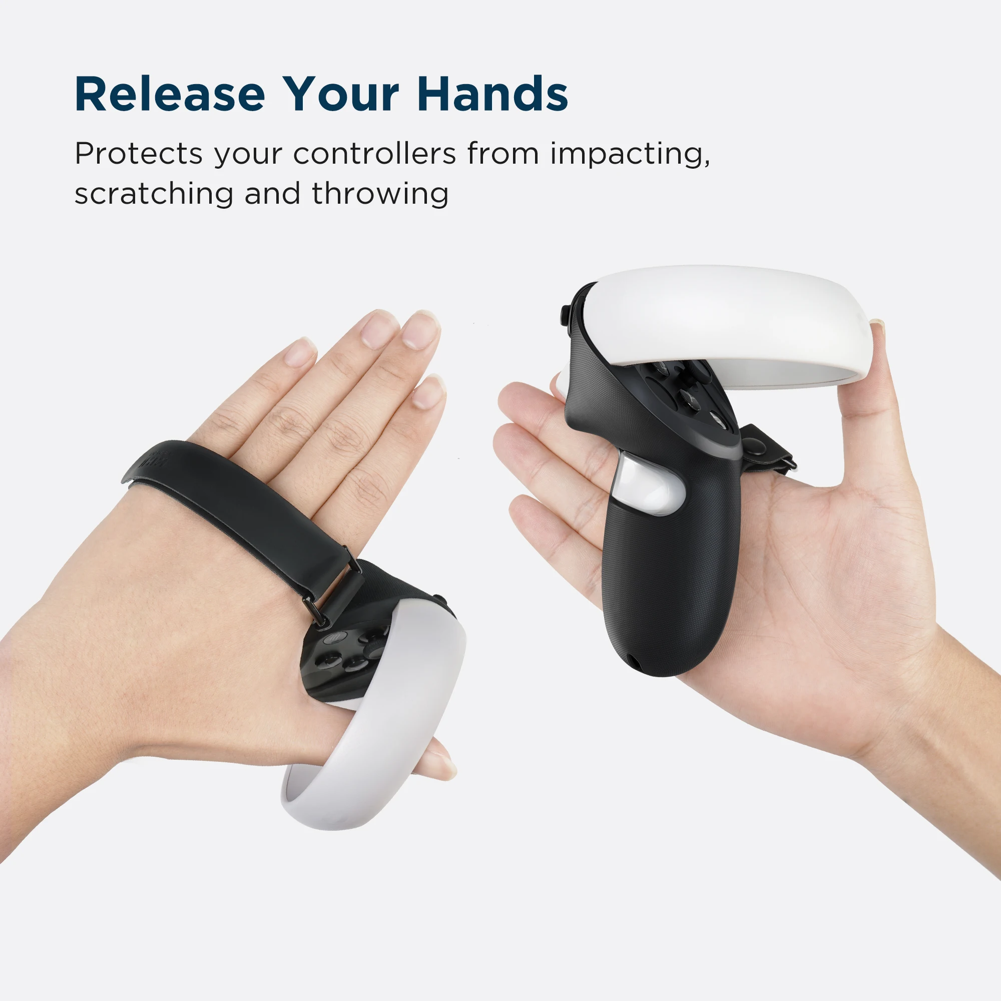 

KIWI design Controller Grips Cover Accessories for Oculus Quest 2 with Battery Opening Protector with Knuckle Straps