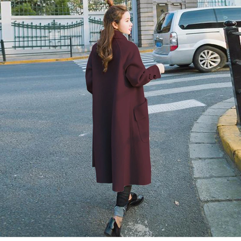 

2020 European and American style new products in autumn and winter, long loose and comfortable woolen coat, slim woolen coat