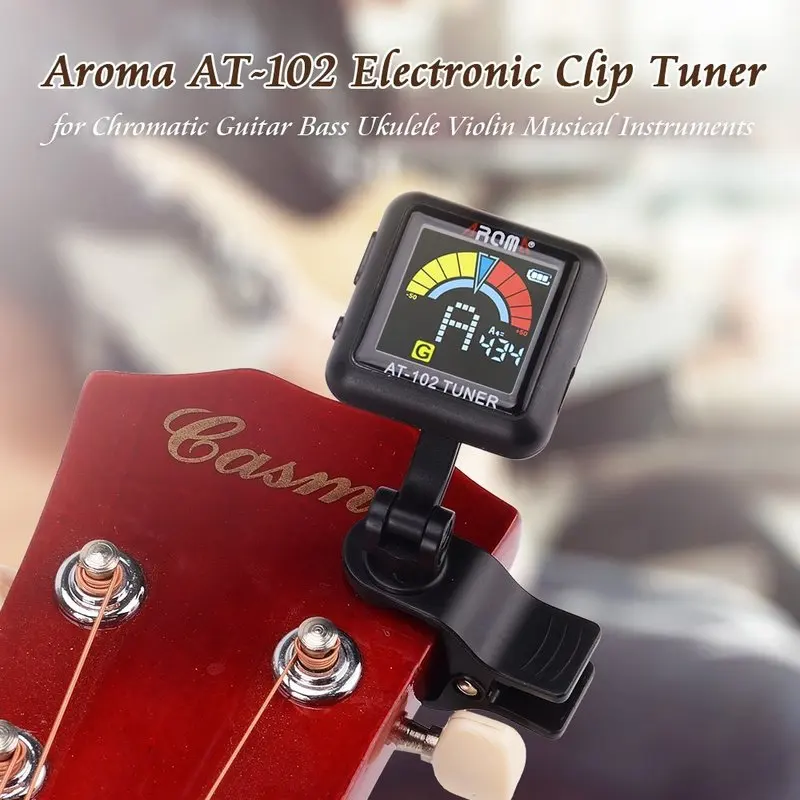 Перезаряжаемый гитарный тюнер AROMA AT 102 цветной экран с USB кабелем для